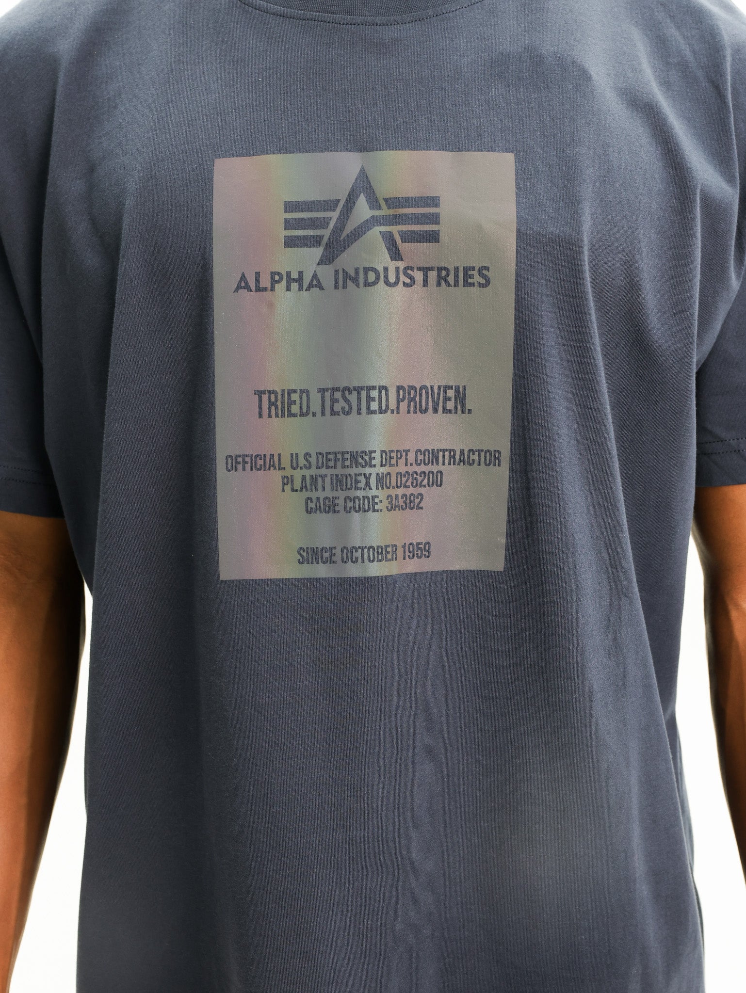 Alpha T-Shirt Block Rainbow Navy